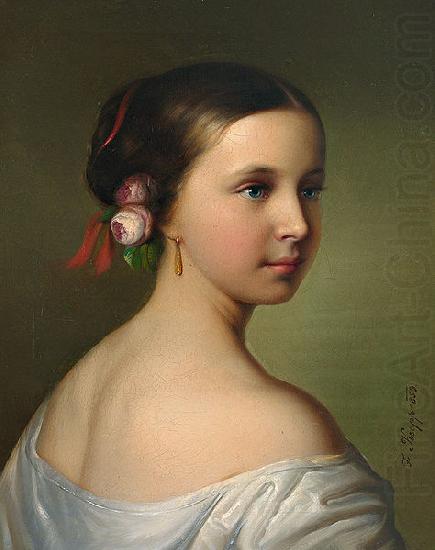 Friedrich Krepp Portrait of a young woman with roses in her hair china oil painting image